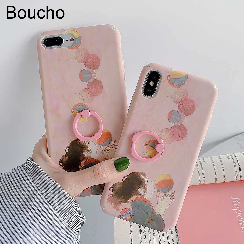 Милый розовый чехол для iphone 11 Pro max XS MAX XR X 6 6S 7 8 Plus с кольцом телефона |