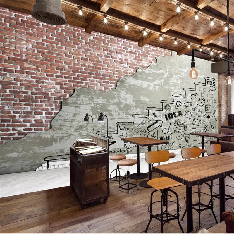 beibehang Custom large murals retro vintage cement brick wall graffiti