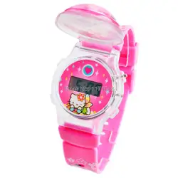 Новый модный тренд Лидер продаж hello kitty Детские мультфильм часы для малыша Рождественский подарок силиконовые электронный наручные часы