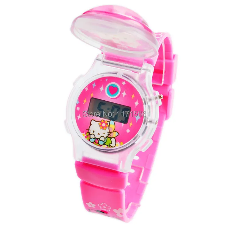 Новый модный тренд Лидер продаж hello kitty Детские мультфильм часы для малыша Рождественский подарок силиконовые электронный наручные часы подарок - изображение