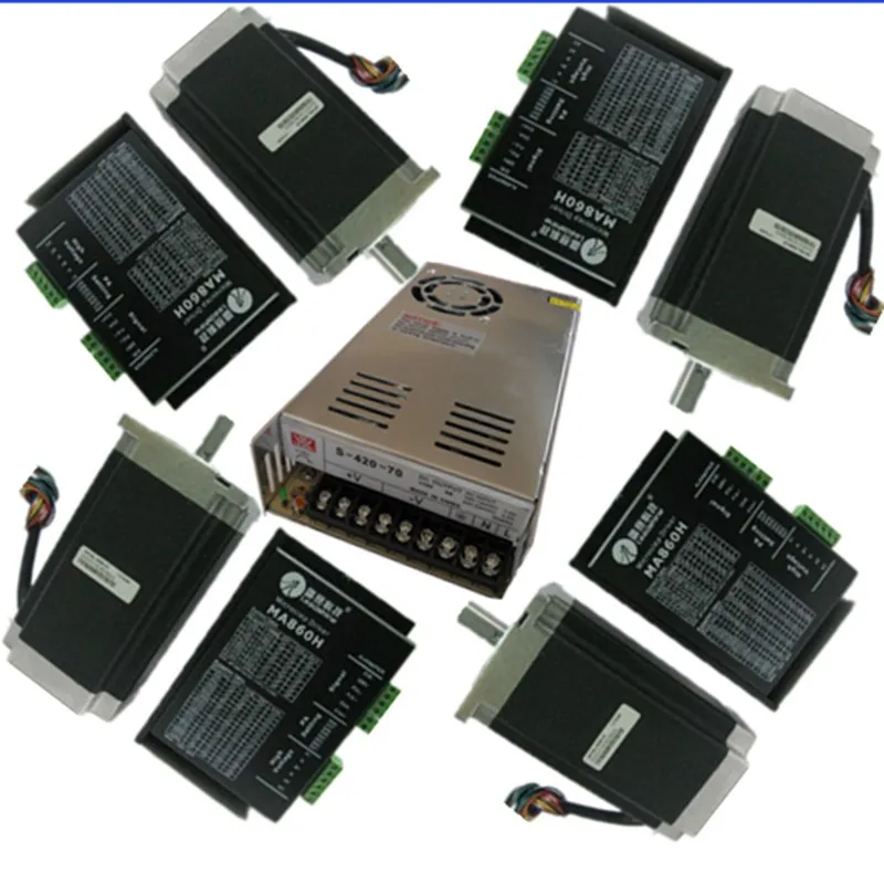 

4 pcs MA 860H Stepper motor driver & Nema 34 Stepper motor 98mm 6.8N.m +2 pcs Switching power supply 420W 70V6A+Leadshine M860