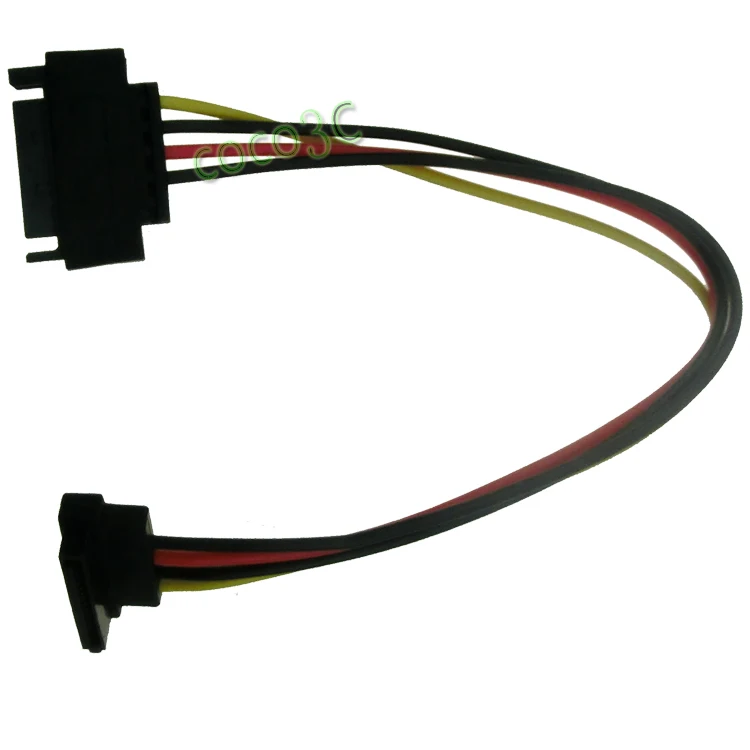 Free shipping Right angle 15pin Serial ATA Female Port to 15 pin Male