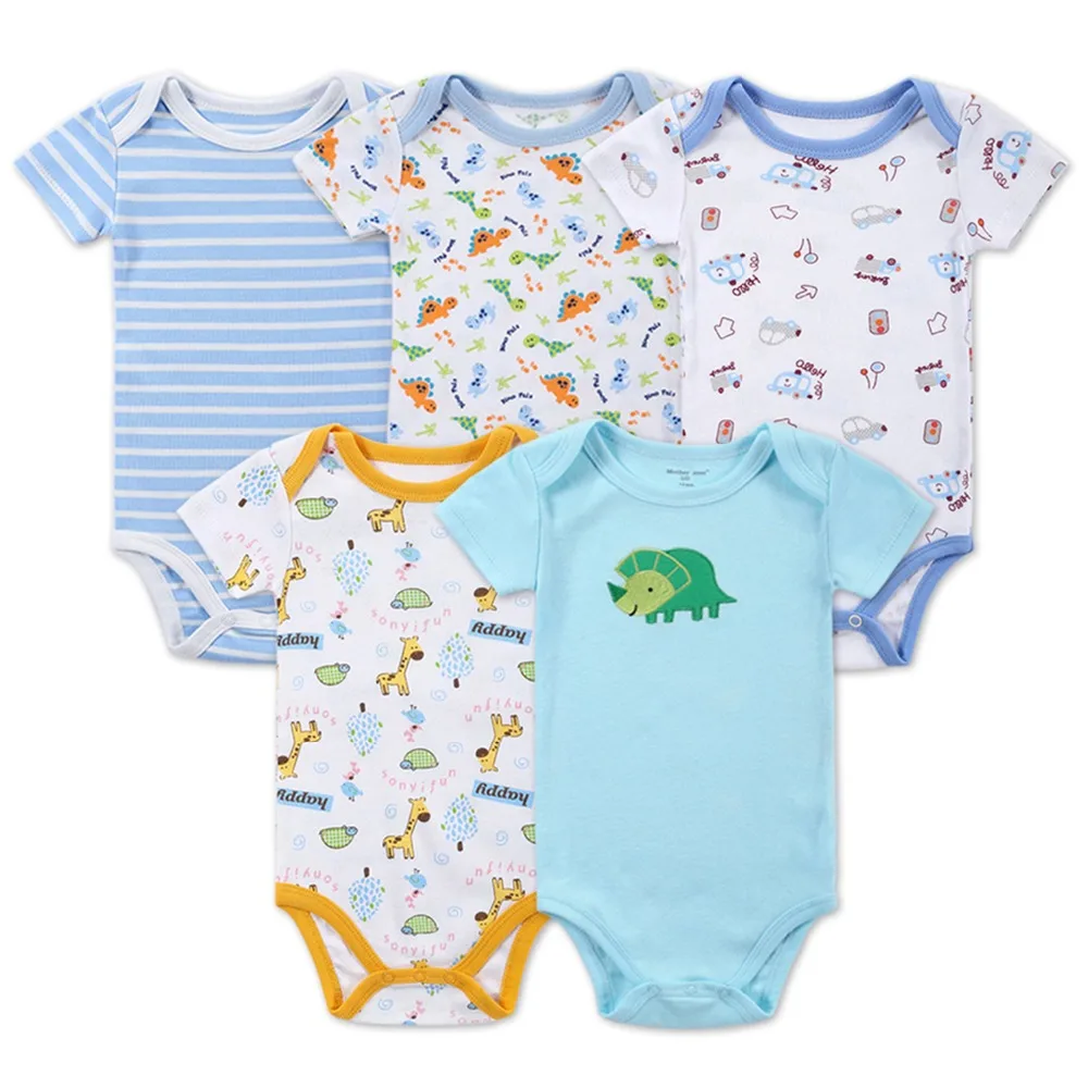 

5 PCS/LOT Baby Rompers 2019 Short Sleeve 100% Cotton Overalls Infant Newborn Clothes Baby Boys Girls Jumpsuit & Clothing