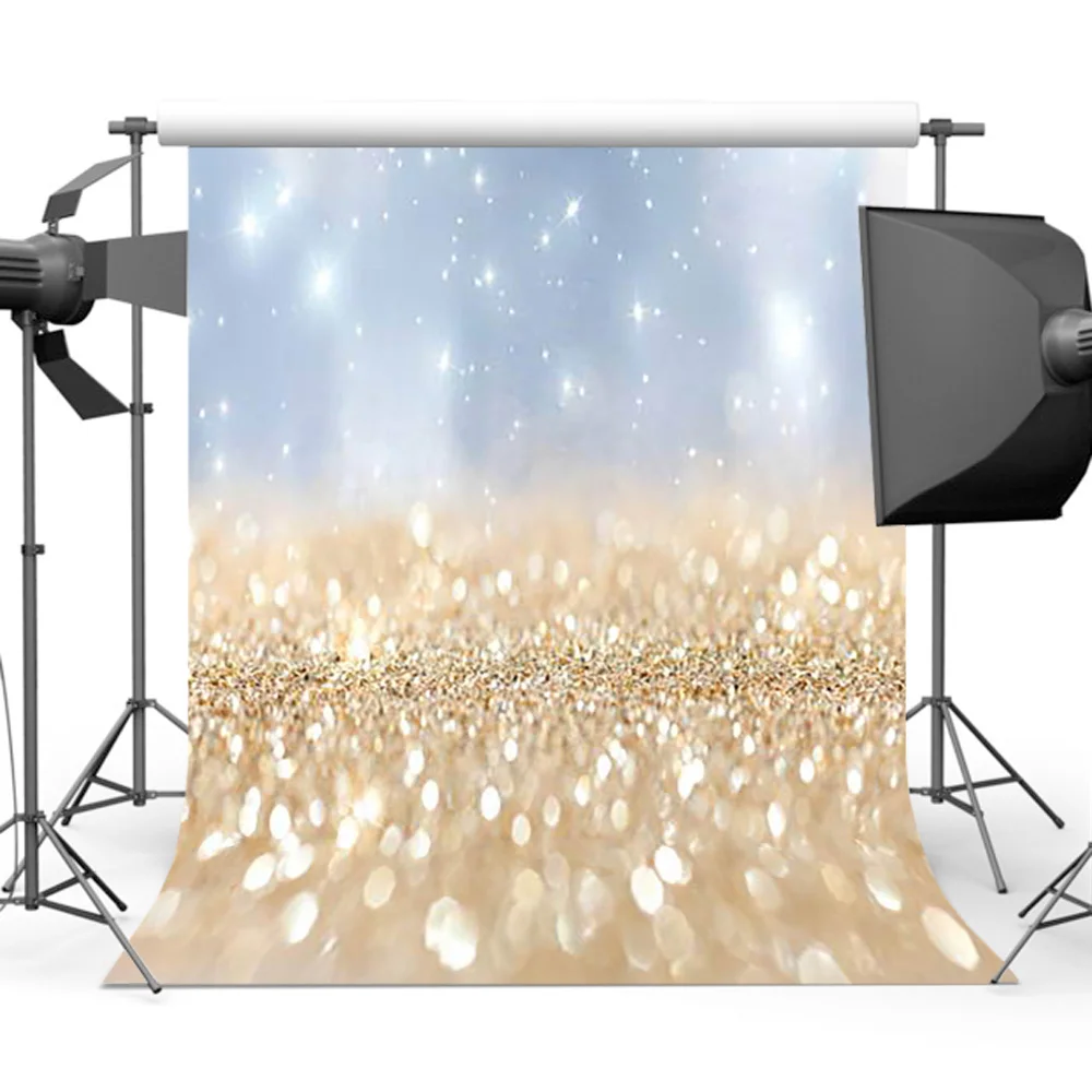 Mehofoto Bokeh Photo Backdrop Golden and Silver Glitter Background for