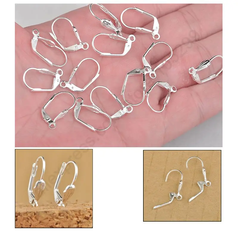 

JEXXI Making Jewelry Findings Silver Shell Square LeverBack Leaves Ear Wire Earrings Clasp Hooks Wholesale Lot Fine