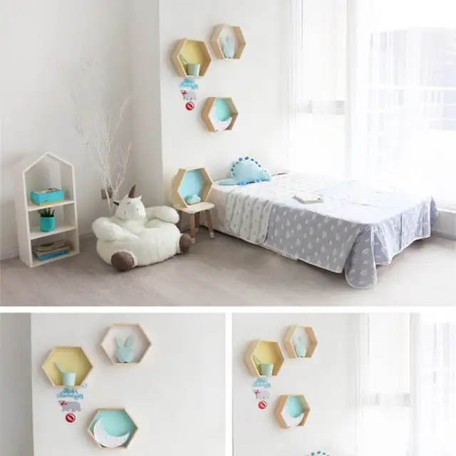 Ins Nordic Style Honeycomb Hexagon Storage Rack Wooden Wall Shelf Kids Room Decoration Ornaments Nursery Decor Photograph Props Ins Nordic Style Honeycomb Hexagon Storage Rack Wooden Wall Shelf Kids Room Decoration Ornaments Nursery Decor Photograph Props