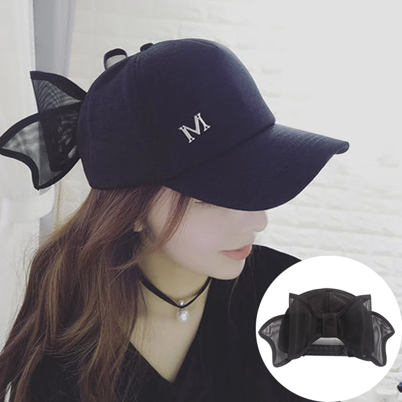 Big Bowknot Baseball Cap for Girl M mark Pink hat for Women Summer Adult Bow Caps Snapback Hip Hop Caps with a straight visor Women's Hats
