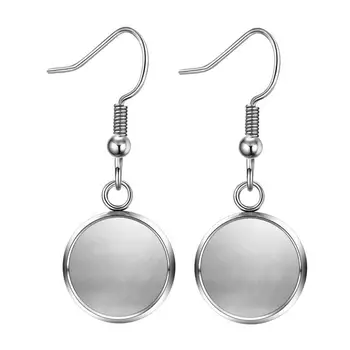 

10Pcs 12mm Round Ear Hooks Earring Cabochon Base Setting Stainless Steel For Jewelry Making Findings DIY Accessories