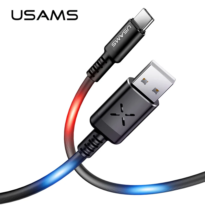 

Type C Cable,USAMS Volume Control 1m Fast Data Charger Cable For Samsung s8 s9 note 9 8 LED Light Flash Cord usb c cable usb