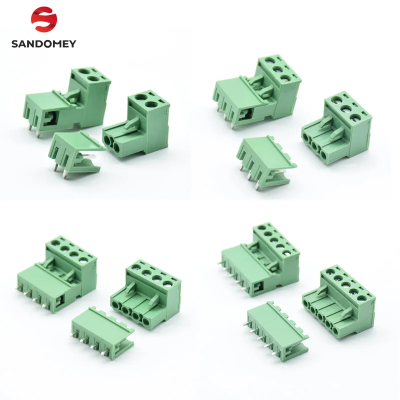 

10 sets/20pcs ht5.08 2/3/4/5pins Right angle Terminal plug type 300V 10A 5.08mm pitch connector pcb screw terminal block