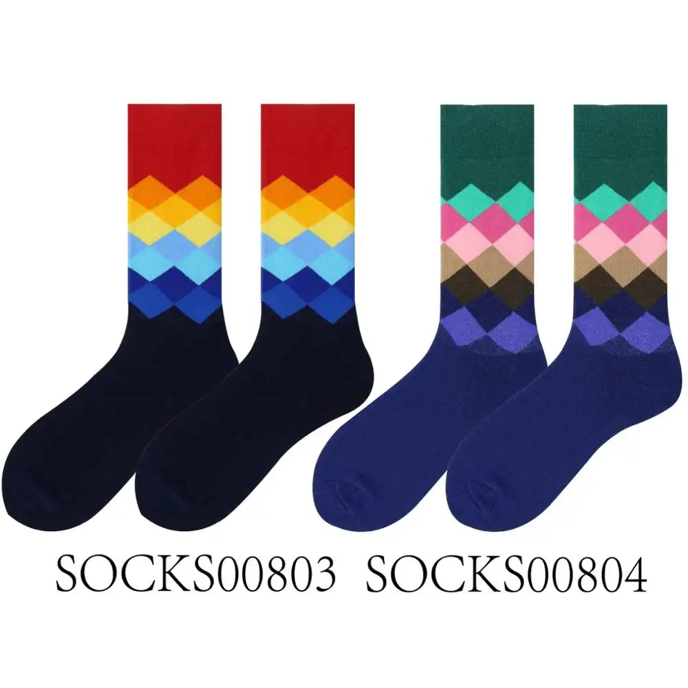 2pairs080304 Носки из чесаного хлопка для пары на весну, лето и осень, вечерние носки в горошек с рисунком в виде фруктов и бриллиантов для деловых поездок и отдыха - Цвет: 2pairs080304