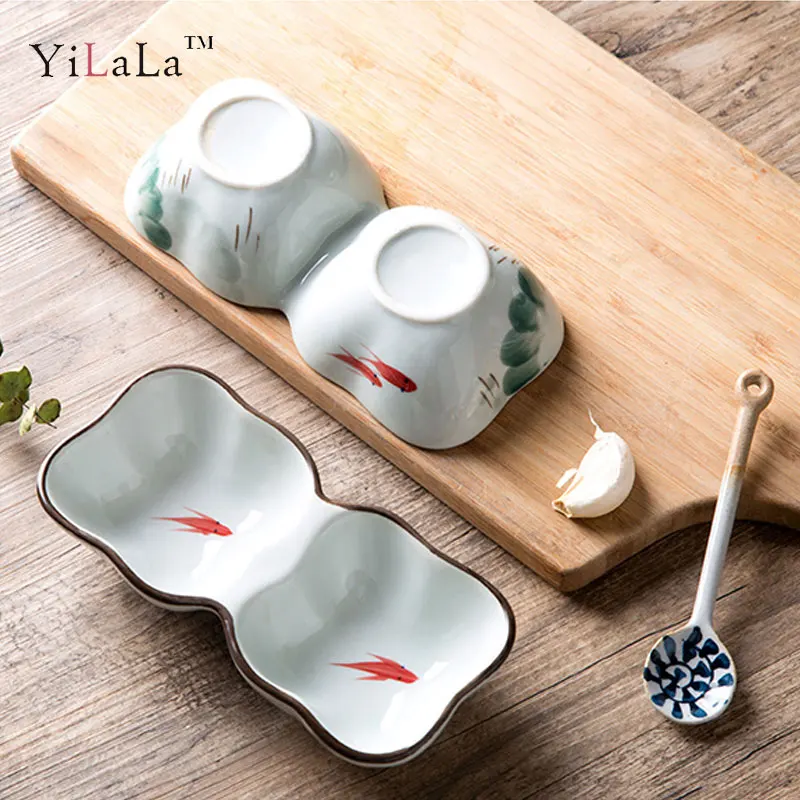 Yilala Ceramic Sauce Dishes Chinese Style Bowls Vintage Under Glazed
