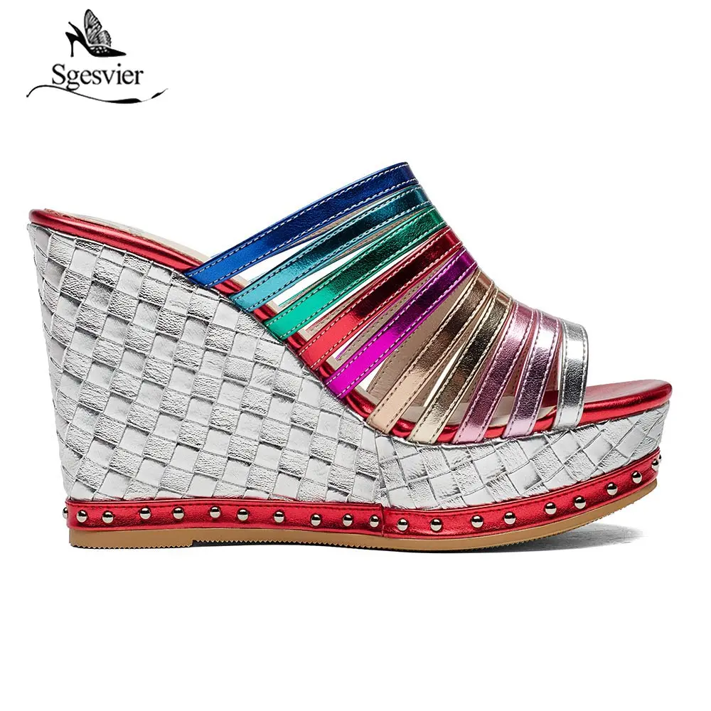 silber Heels Sommer Schuhe Keile Colorful Weise Schweinsleder Sgesvier Art Plattform Innen Frau Sandalen Top Qualität Ox435 Spuer Und THqpccYd4