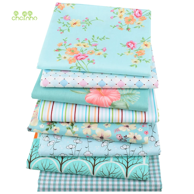 

Chainho,Green Floral Series,8pcs/Lot,Printed Twill Cotton Fabric,Patchwork Cloth,DIY Sewing Quilting Material For Baby&Children