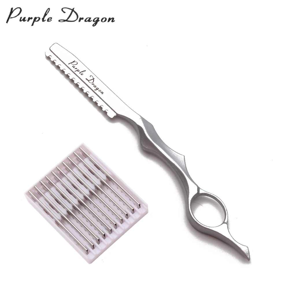 Пурпурный дракон менять лезвие Тип Ножи Sharp Парикмахерская Бритва для волос Бритва для стрижки волос Бритва Парикмахерские ножницы для прореживания Ножи добавьте 10 лезвие Z6100