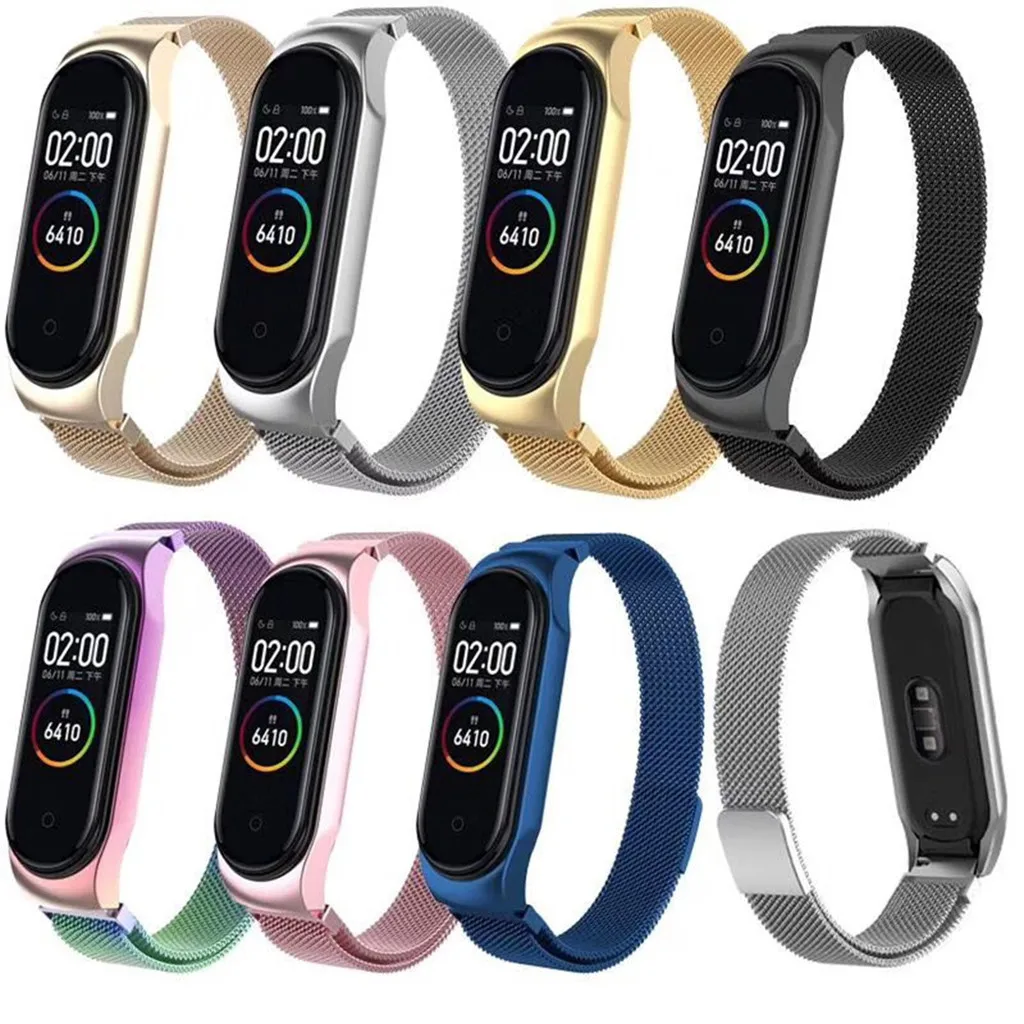 Ouhaobin для Mi Band 4 ремешок на запястье Миланская Магнитная Петля металлический Xiaomi