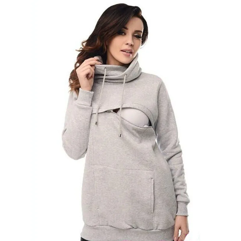 Long Sleeves Maternity Hoodies with Hat Drawstring Nursing Hoodie Sweaters Lactation Matherinity Clothes for Breastfeeding Long Sleeves Maternity Hoodies with Hat Drawstring Nursing Hoodie Sweaters Lactation Matherinity Clothes for Breastfeeding