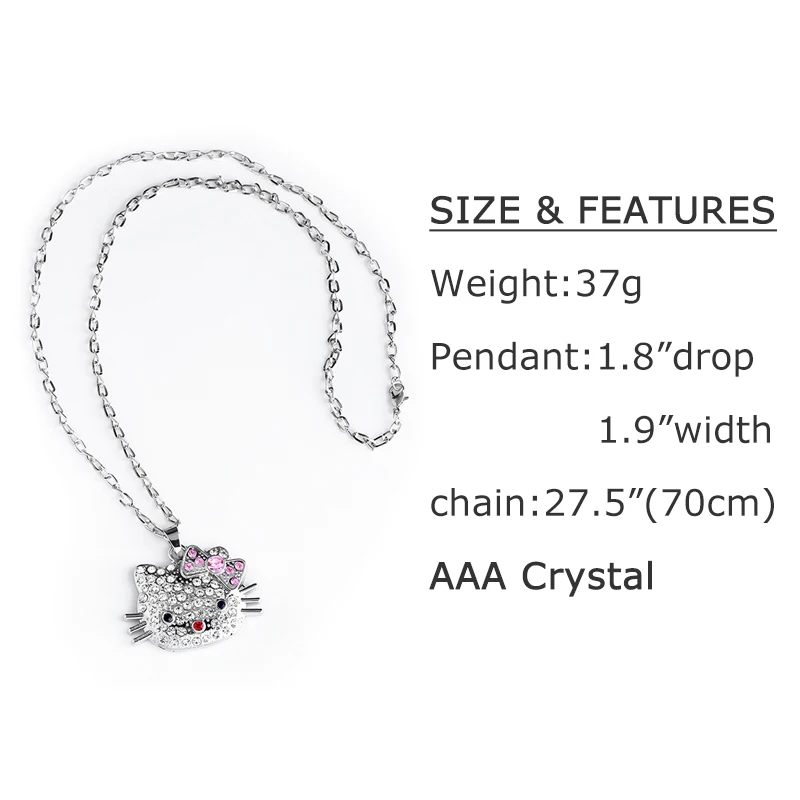 Изящное ювелирное изделие Hello Kitty серебряная цепочка ожерелье с длинным горным