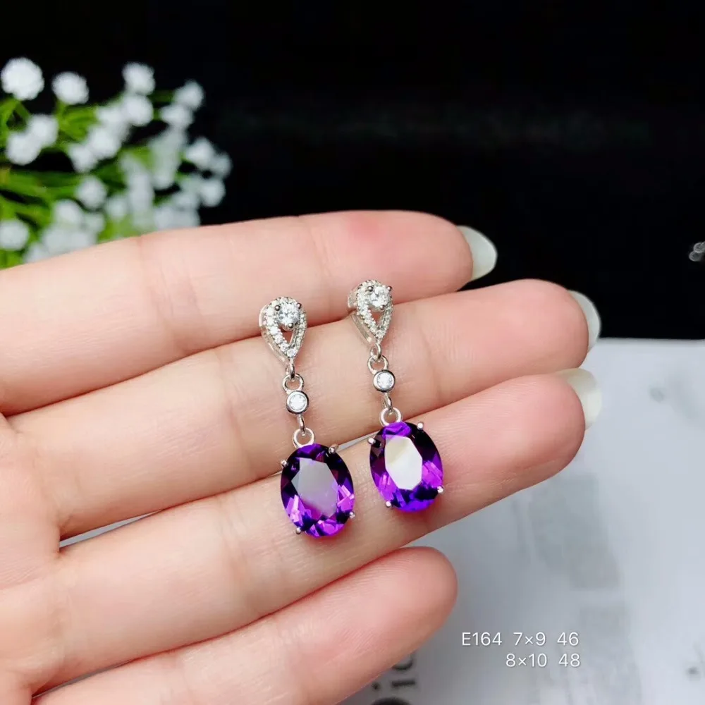 KJJEAXCMY fine jewelry 925 чистого серебра с аметистом женские серьги