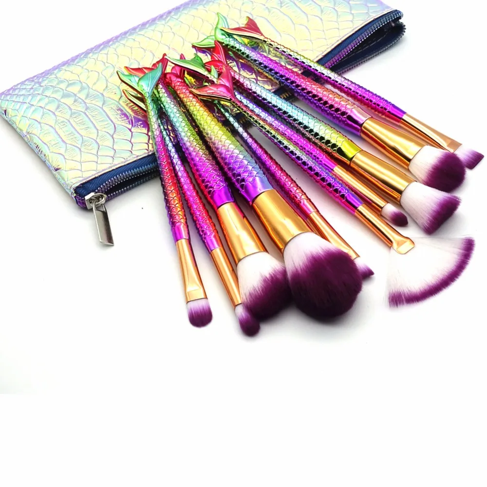 Набор кистей для макияжа русалка 10 шт.|make brushes|make up brushescosmetic brush |
