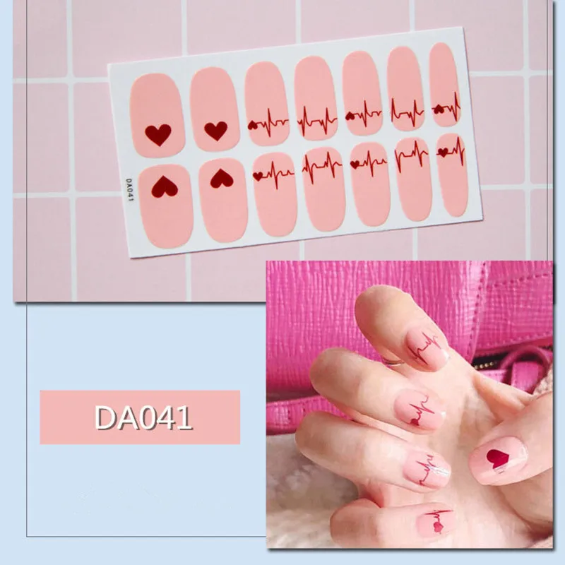 14 насадок для дизайна ногтей, полное покрытие, самоклеющиеся наклейки, лаковая фольга, Переводные накладки, 3D водонепроницаемые наклейки для ногтей, наклейки для маникюра