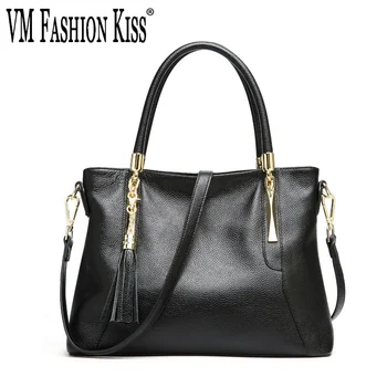 

VM FASHION KISS Genuine Leather Women Tassels Shoulder Messenger Portable Crossbody Bags For Women Bolsas Feminina Handbags