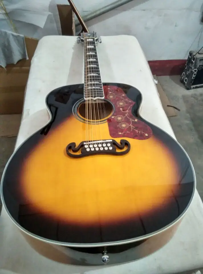 

free shipping Jumbo 12 String Guitar best price guitar good quality 12 strings sunburst Acoustic Guitar
