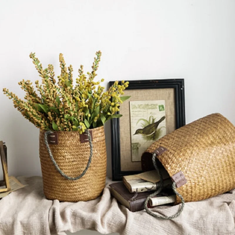 

cesta mimbre Rattan Basket Flower Basket Daily Basket Foldable Panier Osier Storage Baskets Wicker Home Decoration Flower Pot