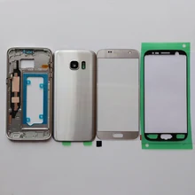 Новинка для samsung Galaxy S7 G930 G930F G935 G935F средняя пластина Шасси рамка+ задняя крышка+ передний внешний экран стекло+ клей