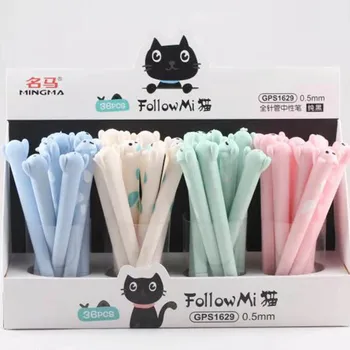 

36pcs Creative Stationery Student Pen Cute Cat Gel Pen 0.5mm Full Needle Black Ink Pen School Supplies Office Supplies 0.5mm