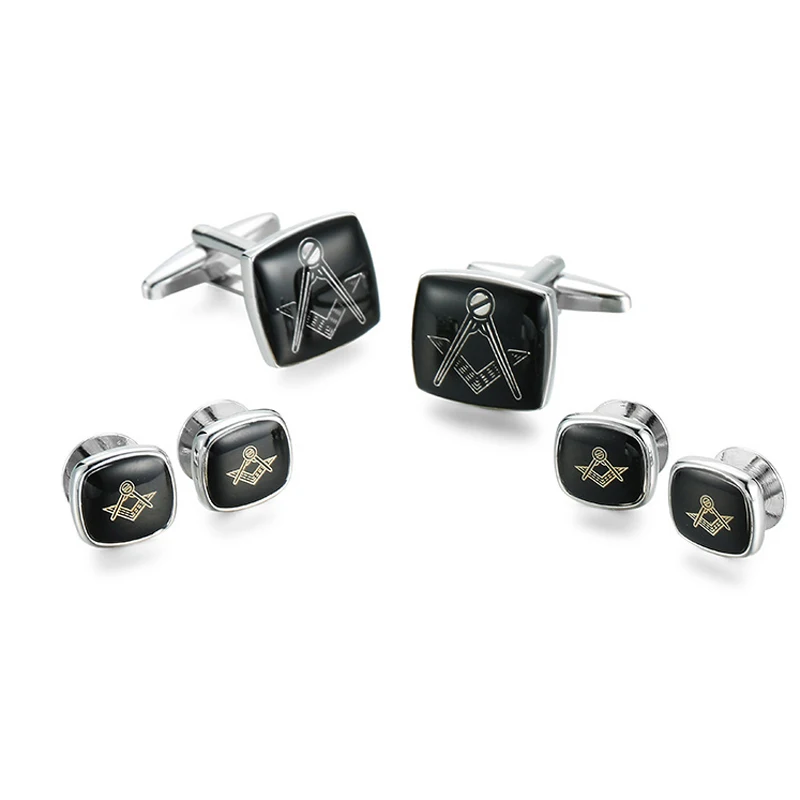 

WN A set of high-grade black Masonic Cufflinks fashion style design men's French shirt Cufflinks free shipping