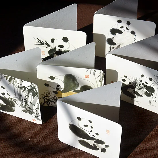Pliage Type Panda Bambou Motif Cartes De Voeux Vierges Style Chinois Cadeaux Carte Anniversaire Nouvel An Mots Cartes Carte Postale Livraison Gratuite Aliexpress