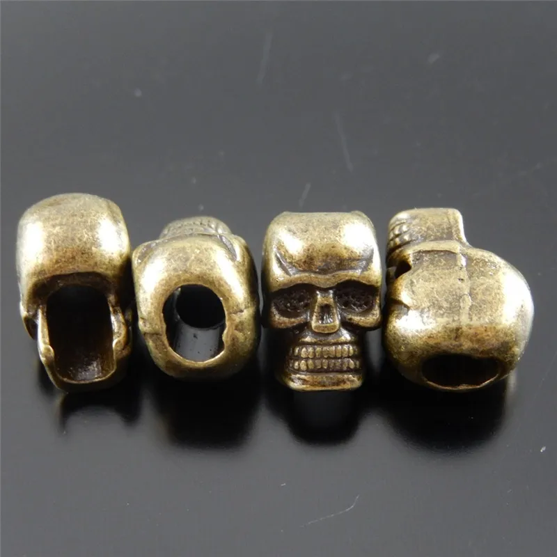 50PCS Antique Bronze Tone Mini Small Skull Skeleton Beads Jewelry Making Accessory Bracelet Necklace Component Handmade Crafts