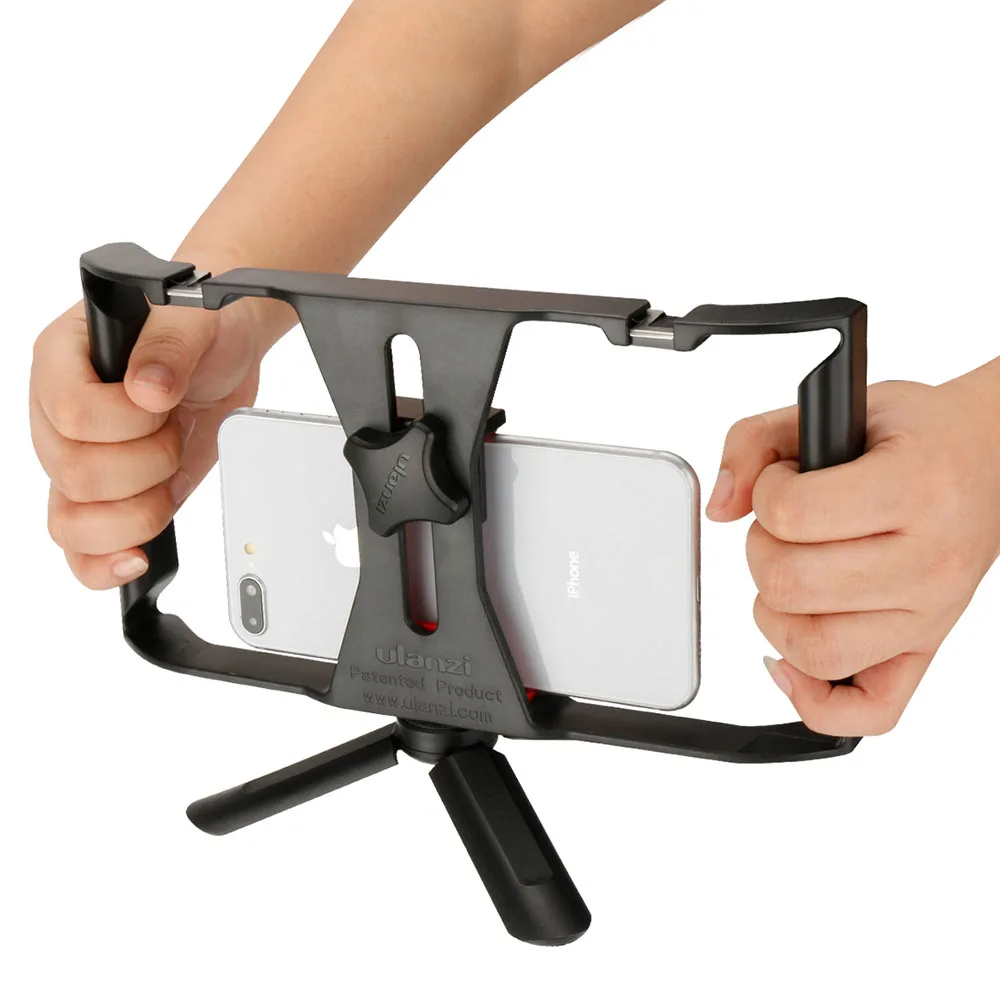

Ulanzi Cell Phone Video Rig Case Handheld Stabilizer for iPhone X Redmi,Equipped with 2 Hot shoe for Microphone/LED Photo Light