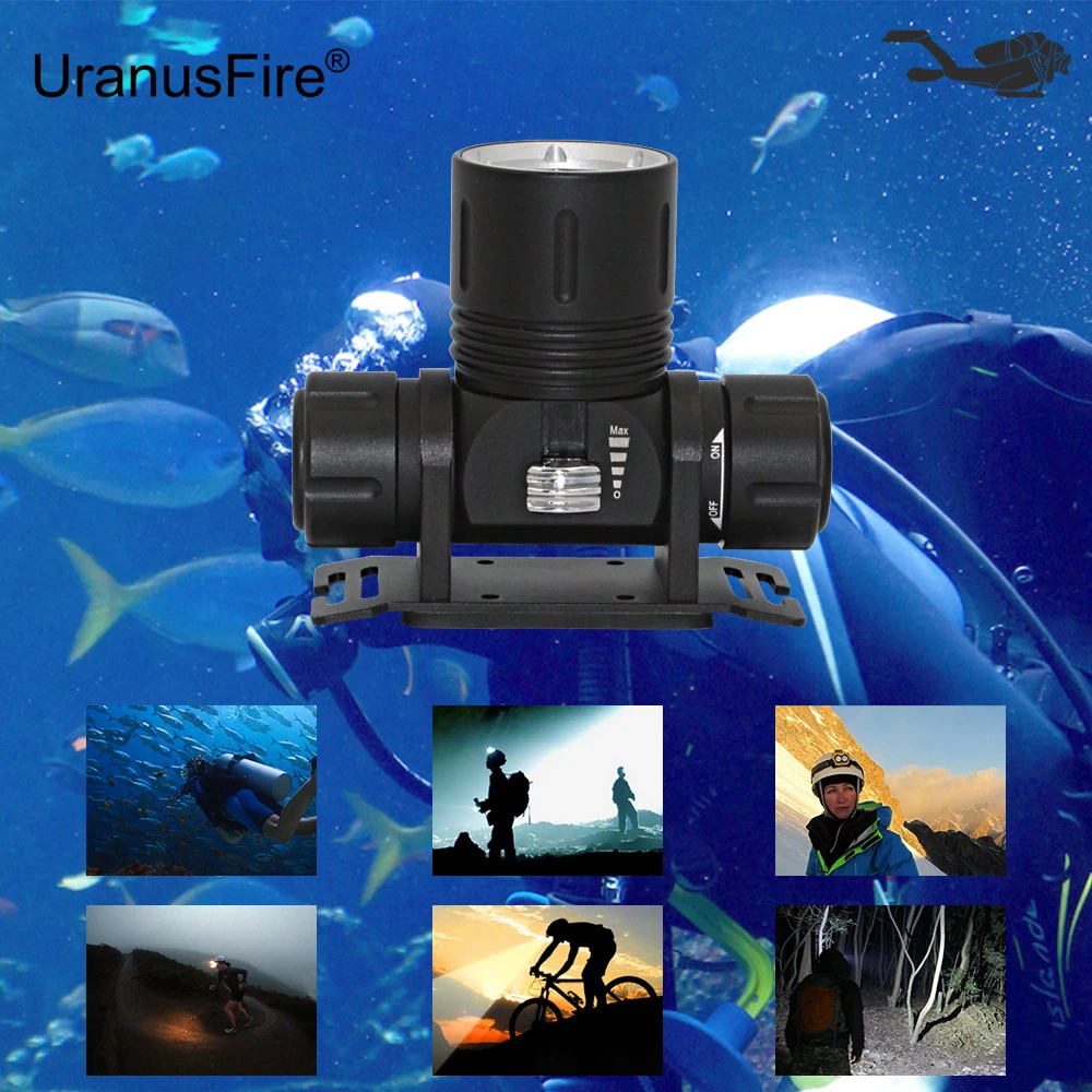 

Underwater Diving headlight L2 LED Headlamp Cree XM-L2 Waterproof dive lanterna Underwater flashlight + 18650 battery + Charger