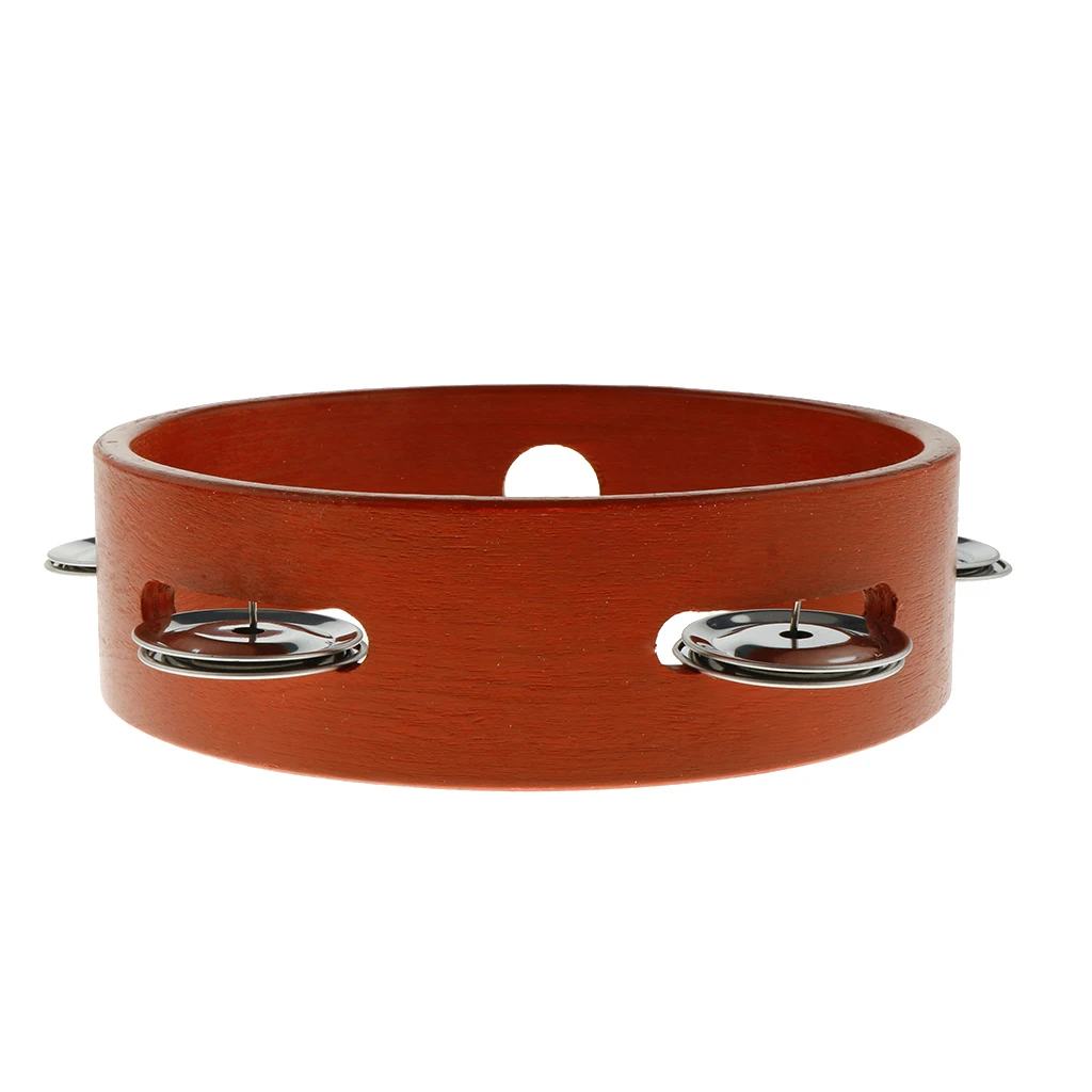 Tooyful Finest 6inch Wooden Tambourine Hand Drum Single Row Jingle Bells Handbell for Baby Kid Early Music Educational Toy