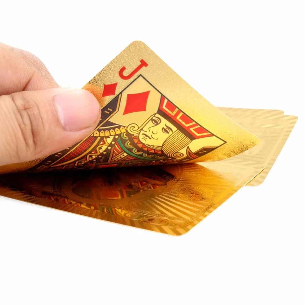 

Certified Pure 24K Carat Novelty Gold Foil Plated Poker Playing Cards w/ 52 Cards & 2 Jokers Gift Table Games