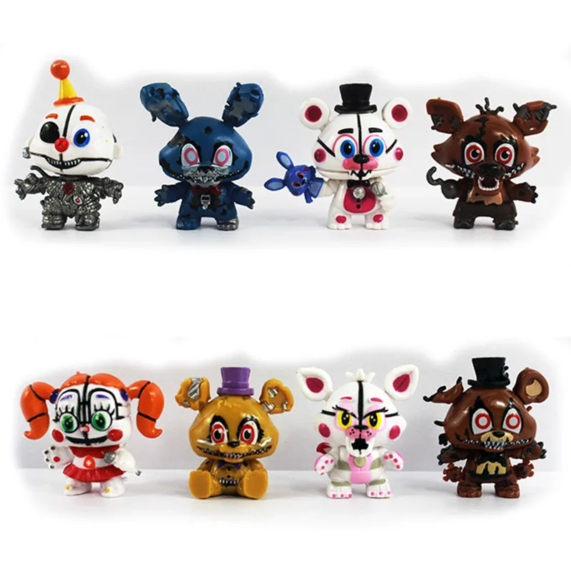 8 шт./компл. FNAF Фредди мини фигурка модель 4 см ПВХ пять ночей у Фокси Чика Аниме