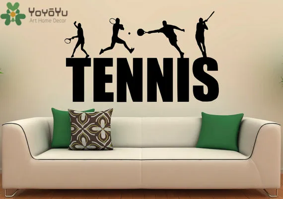 

YOYOYU Wall Decal Tennis Racquet Sport Picture Art Vinyl Wallpaper Sticker Removeble Home Decor ZX013