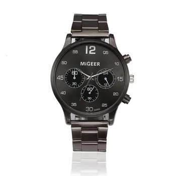 

MIGEER Fashion Men Watches Crystal Stainless Steel Analog Quartz Wrist Watch Watches Men's Bracelet Male Clock Wholesale #Zer
