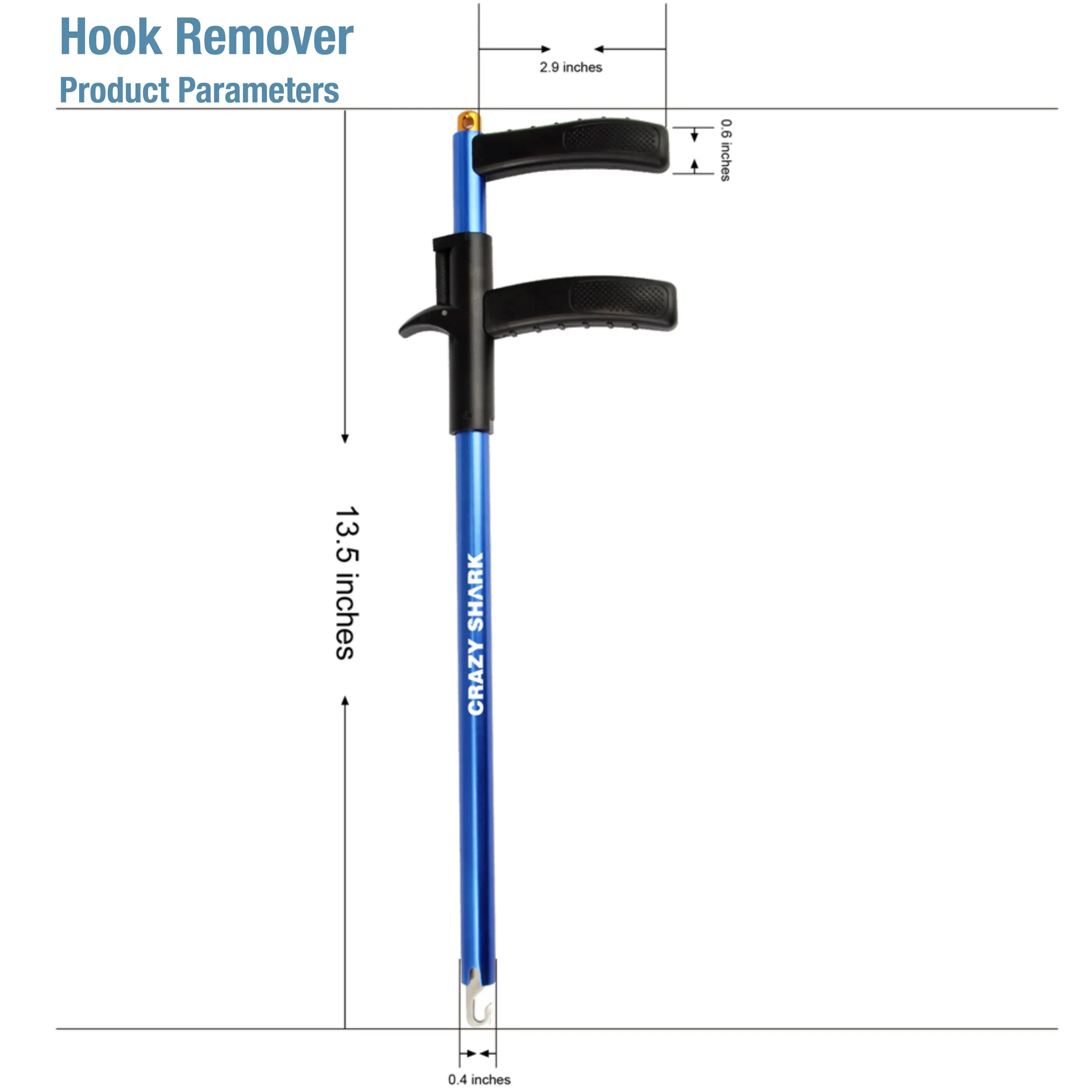 CrazyShark алюминиевый крючок для удаления рыбы крюк экстрактор легкий крюк деташер портативный Инструменты для развязки/хорошо для рыбалки 34,6 см