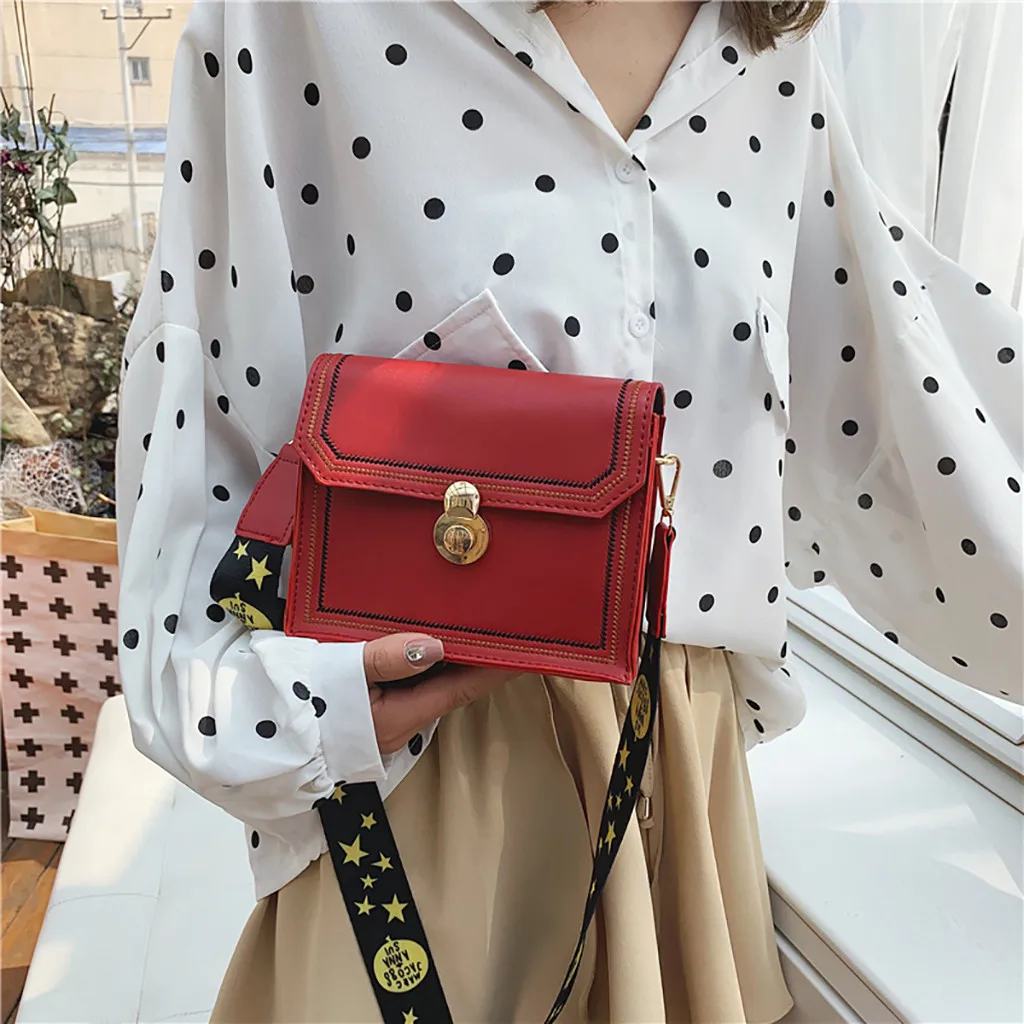 

OCARDIAN Handbag Women Fashion Wild Pure Color Leather Shoulder Bag Single Small Square Cover Bag Messenger Bag Dropship a20