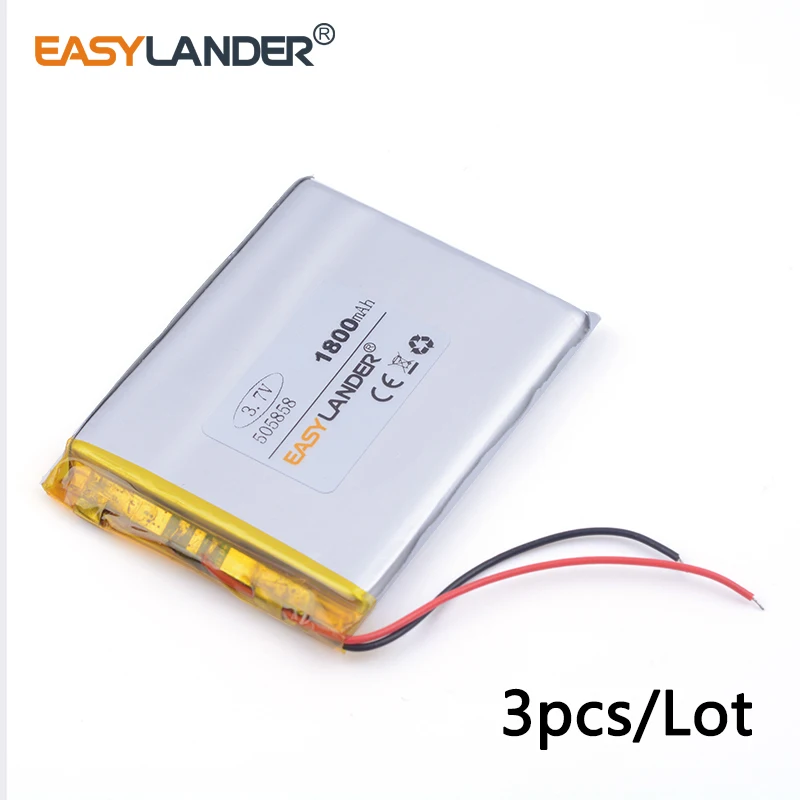 3pcs /Lot 1800mAH 505858 3.7v lithium Li ion polymer rechargeable battery for power bank tablet