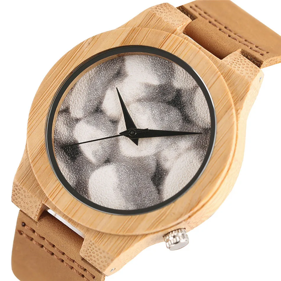 Men Bamboo Wooden Minimalist Watch Trendy New Arrival Nature Luxury Handmade Genuine Leather Band Quartz Reloj de madera 1