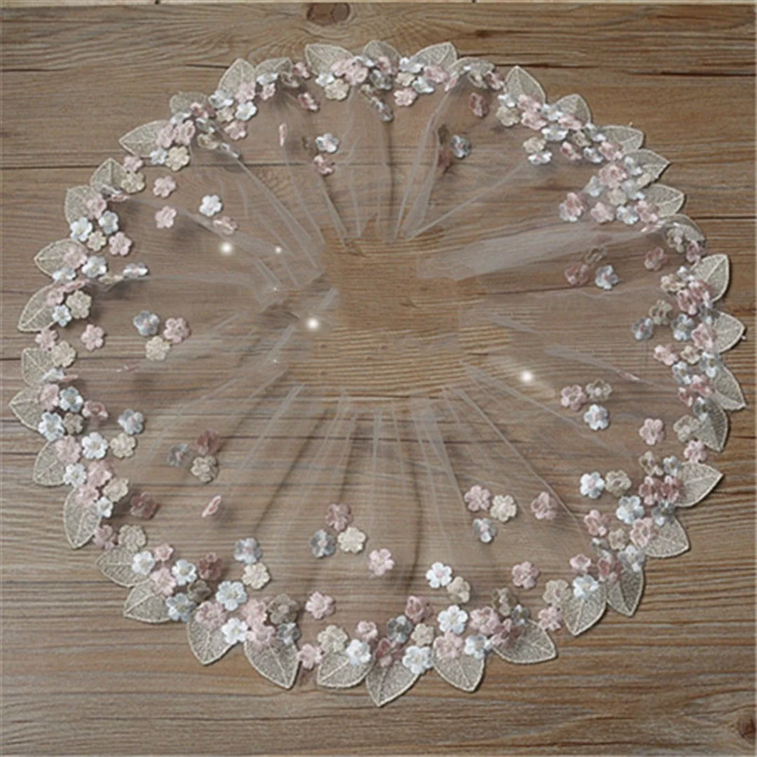 Newest Floral Tulle Lace Trim Ribbon Fabric Flower Embroidery Wedding Trim Sewing