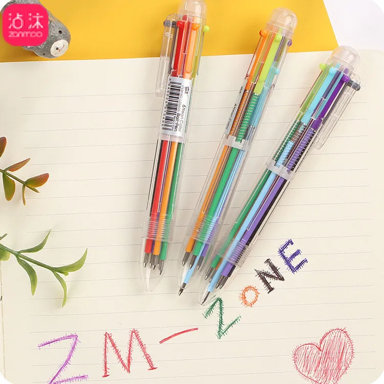 1 шт., цветная офисная шариковая ручка Kawaii, креативная, милая, шесть цветов, с рисунком, школьные канцелярские принадлежности, черные чернила, 0,5 мм, ручка для заправки - Цвет: Random one piece