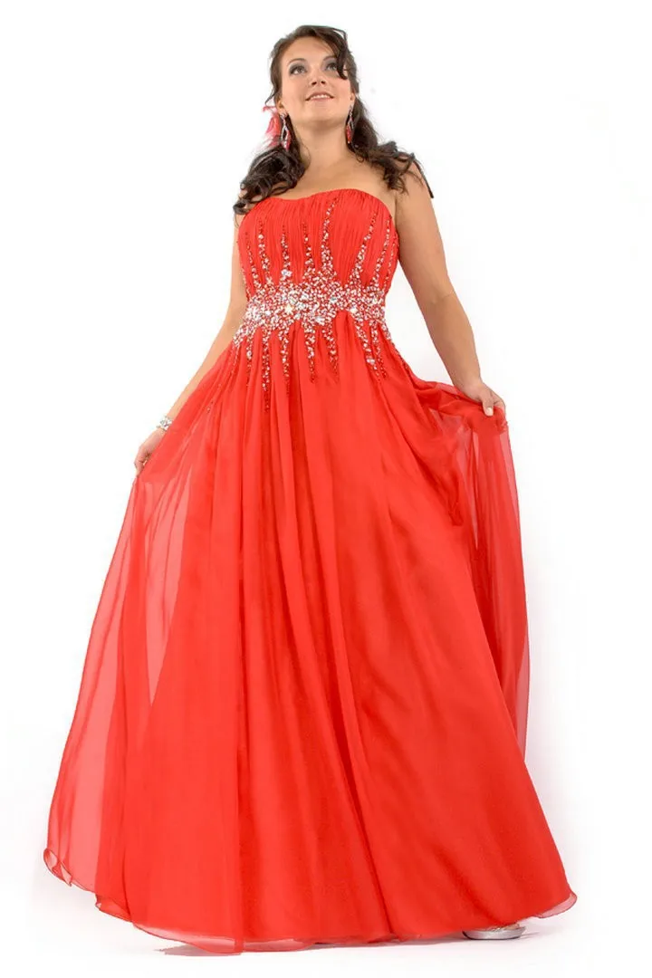 wholesale 2014 New Arrival Strapless Plus Size Prom Dresses A Line