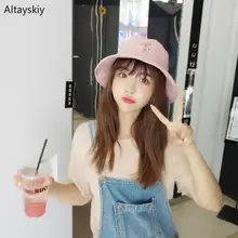 Женские шапки-ведерки ярких цветов для студентов с милыми надписями и мультяшной вышивкой; женская уличная Солнцезащитная повседневная обувь в стиле Харадзюку; трендовая универсальная одежда