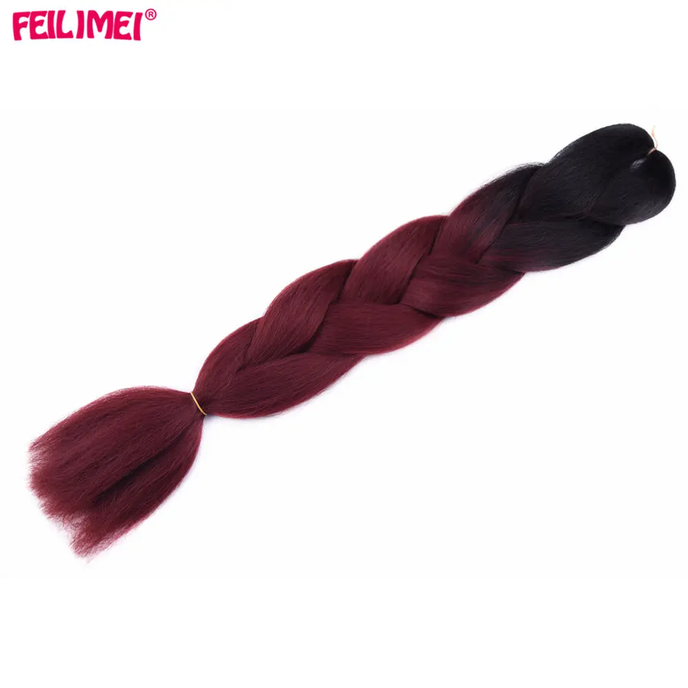 Feilimei, три тона, цветные вязанные волосы для наращивания, синтетические, термостойкие, вязанные косички, Омбре, Джамбо, косички для наращивания волос - Цвет: #22