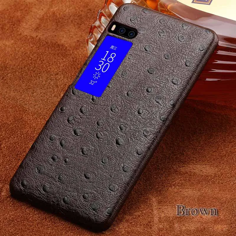 02-Deep brown Wangcangli брендовый чехол для телефона страусиное зерно полуобернутый чехол для телефона ForMeizu Pro 7 чехол для телефона Полная ручная работа на заказ - Цвет: 02-Deep brown